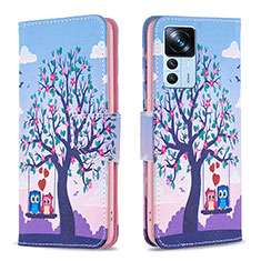 Coque Portefeuille Motif Fantaisie Livre Cuir Etui Clapet B03F pour Xiaomi Mi 12T 5G Violet Clair