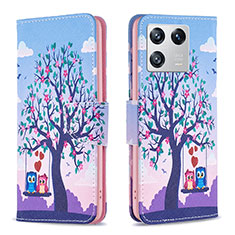 Coque Portefeuille Motif Fantaisie Livre Cuir Etui Clapet B03F pour Xiaomi Mi 13 5G Violet Clair