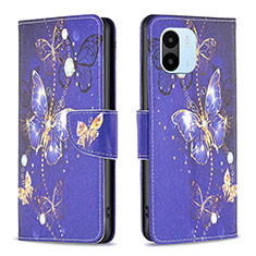 Coque Portefeuille Motif Fantaisie Livre Cuir Etui Clapet B03F pour Xiaomi Poco C50 Bleu Royal