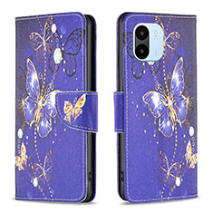 Coque Portefeuille Motif Fantaisie Livre Cuir Etui Clapet B03F pour Xiaomi Poco C51 Bleu Royal