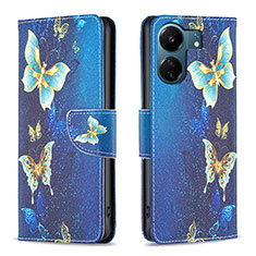 Coque Portefeuille Motif Fantaisie Livre Cuir Etui Clapet B03F pour Xiaomi Poco C65 Bleu Ciel