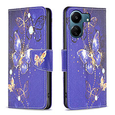 Coque Portefeuille Motif Fantaisie Livre Cuir Etui Clapet B03F pour Xiaomi Poco C65 Bleu Royal