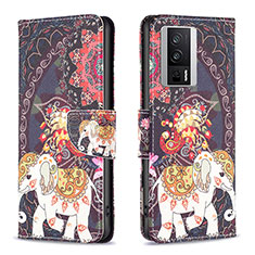 Coque Portefeuille Motif Fantaisie Livre Cuir Etui Clapet B03F pour Xiaomi Poco F5 Pro 5G Marron