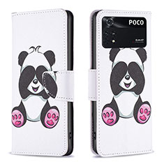 Coque Portefeuille Motif Fantaisie Livre Cuir Etui Clapet B03F pour Xiaomi Poco M4 Pro 4G Blanc