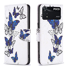 Coque Portefeuille Motif Fantaisie Livre Cuir Etui Clapet B03F pour Xiaomi Poco M4 Pro 4G Bleu