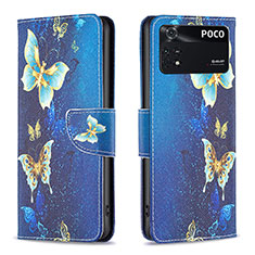 Coque Portefeuille Motif Fantaisie Livre Cuir Etui Clapet B03F pour Xiaomi Poco M4 Pro 4G Bleu Ciel