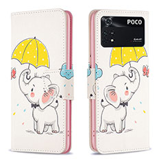 Coque Portefeuille Motif Fantaisie Livre Cuir Etui Clapet B03F pour Xiaomi Poco M4 Pro 4G Jaune