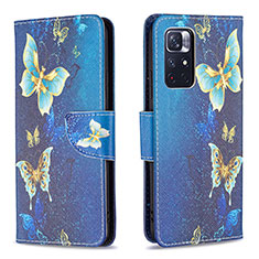 Coque Portefeuille Motif Fantaisie Livre Cuir Etui Clapet B03F pour Xiaomi Poco M4 Pro 5G Bleu Ciel