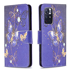 Coque Portefeuille Motif Fantaisie Livre Cuir Etui Clapet B03F pour Xiaomi Poco M4 Pro 5G Bleu Royal