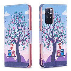 Coque Portefeuille Motif Fantaisie Livre Cuir Etui Clapet B03F pour Xiaomi Poco M4 Pro 5G Violet Clair