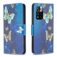 Coque Portefeuille Motif Fantaisie Livre Cuir Etui Clapet B03F pour Xiaomi Poco X4 NFC Bleu Ciel