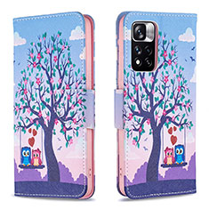 Coque Portefeuille Motif Fantaisie Livre Cuir Etui Clapet B03F pour Xiaomi Poco X4 NFC Violet Clair