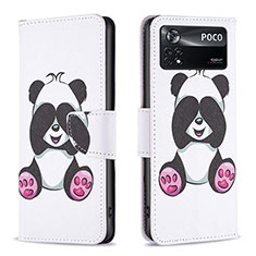 Coque Portefeuille Motif Fantaisie Livre Cuir Etui Clapet B03F pour Xiaomi Poco X4 Pro 5G Blanc