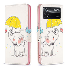 Coque Portefeuille Motif Fantaisie Livre Cuir Etui Clapet B03F pour Xiaomi Poco X4 Pro 5G Jaune