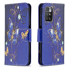 Coque Portefeuille Motif Fantaisie Livre Cuir Etui Clapet B03F pour Xiaomi Redmi 10 4G Bleu Royal