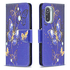 Coque Portefeuille Motif Fantaisie Livre Cuir Etui Clapet B03F pour Xiaomi Redmi K40 Pro+ Plus 5G Bleu Royal