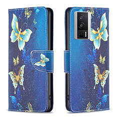 Coque Portefeuille Motif Fantaisie Livre Cuir Etui Clapet B03F pour Xiaomi Redmi K60 5G Bleu Ciel