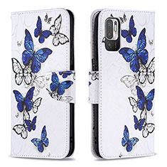 Coque Portefeuille Motif Fantaisie Livre Cuir Etui Clapet B03F pour Xiaomi Redmi Note 10 5G Bleu