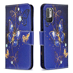 Coque Portefeuille Motif Fantaisie Livre Cuir Etui Clapet B03F pour Xiaomi Redmi Note 10 5G Bleu Royal