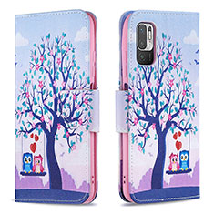 Coque Portefeuille Motif Fantaisie Livre Cuir Etui Clapet B03F pour Xiaomi Redmi Note 10T 5G Violet Clair