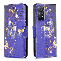 Coque Portefeuille Motif Fantaisie Livre Cuir Etui Clapet B03F pour Xiaomi Redmi Note 11 Pro 4G Bleu Royal