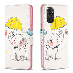 Coque Portefeuille Motif Fantaisie Livre Cuir Etui Clapet B03F pour Xiaomi Redmi Note 11S 4G Jaune