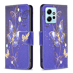 Coque Portefeuille Motif Fantaisie Livre Cuir Etui Clapet B03F pour Xiaomi Redmi Note 12 4G Bleu Royal