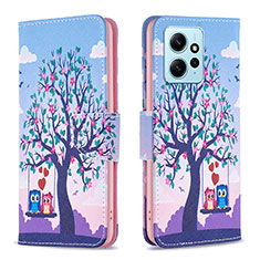 Coque Portefeuille Motif Fantaisie Livre Cuir Etui Clapet B03F pour Xiaomi Redmi Note 12 4G Violet Clair