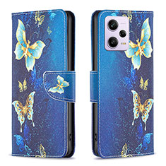 Coque Portefeuille Motif Fantaisie Livre Cuir Etui Clapet B03F pour Xiaomi Redmi Note 12 Pro 5G Bleu Ciel