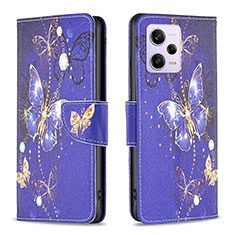 Coque Portefeuille Motif Fantaisie Livre Cuir Etui Clapet B03F pour Xiaomi Redmi Note 12 Pro 5G Bleu Royal