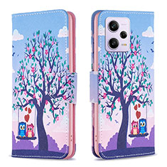 Coque Portefeuille Motif Fantaisie Livre Cuir Etui Clapet B03F pour Xiaomi Redmi Note 12 Pro 5G Violet Clair