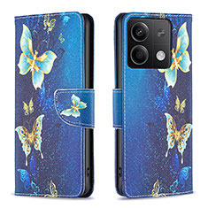 Coque Portefeuille Motif Fantaisie Livre Cuir Etui Clapet B03F pour Xiaomi Redmi Note 13 5G Bleu Ciel