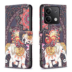 Coque Portefeuille Motif Fantaisie Livre Cuir Etui Clapet B03F pour Xiaomi Redmi Note 13 5G Marron