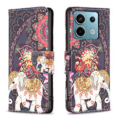 Coque Portefeuille Motif Fantaisie Livre Cuir Etui Clapet B03F pour Xiaomi Redmi Note 13 Pro 5G Marron