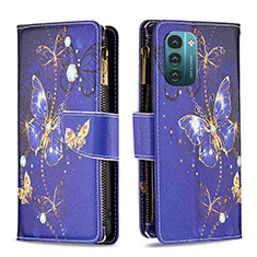 Coque Portefeuille Motif Fantaisie Livre Cuir Etui Clapet B04F pour Nokia G11 Bleu Royal