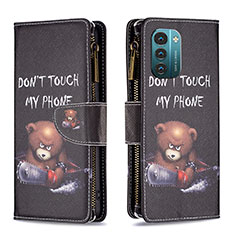 Coque Portefeuille Motif Fantaisie Livre Cuir Etui Clapet B04F pour Nokia G11 Gris Fonce