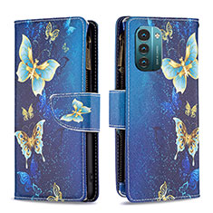 Coque Portefeuille Motif Fantaisie Livre Cuir Etui Clapet B04F pour Nokia G21 Bleu