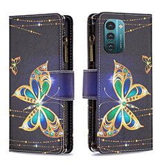 Coque Portefeuille Motif Fantaisie Livre Cuir Etui Clapet B04F pour Nokia G21 Noir