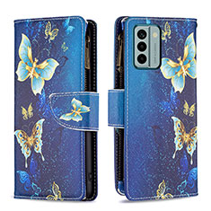 Coque Portefeuille Motif Fantaisie Livre Cuir Etui Clapet B04F pour Nokia G22 Bleu