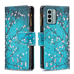 Coque Portefeuille Motif Fantaisie Livre Cuir Etui Clapet B04F pour Nokia G22 Cyan