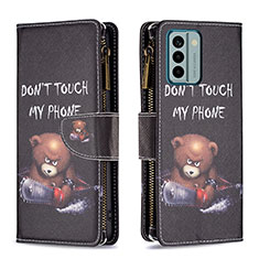 Coque Portefeuille Motif Fantaisie Livre Cuir Etui Clapet B04F pour Nokia G22 Gris Fonce