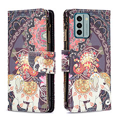 Coque Portefeuille Motif Fantaisie Livre Cuir Etui Clapet B04F pour Nokia G22 Marron