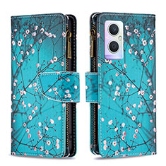 Coque Portefeuille Motif Fantaisie Livre Cuir Etui Clapet B04F pour OnePlus Nord N20 5G Cyan