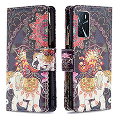 Coque Portefeuille Motif Fantaisie Livre Cuir Etui Clapet B04F pour Oppo A16 Marron