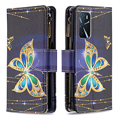 Coque Portefeuille Motif Fantaisie Livre Cuir Etui Clapet B04F pour Oppo A16 Noir