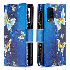 Coque Portefeuille Motif Fantaisie Livre Cuir Etui Clapet B04F pour Oppo A54 4G Bleu