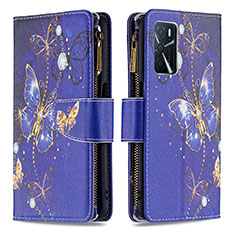 Coque Portefeuille Motif Fantaisie Livre Cuir Etui Clapet B04F pour Oppo A54s Bleu Royal