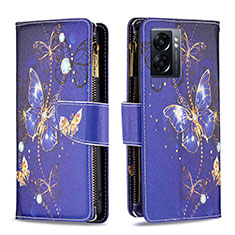 Coque Portefeuille Motif Fantaisie Livre Cuir Etui Clapet B04F pour Oppo A56S 5G Bleu Royal