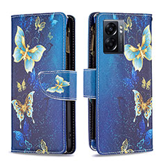 Coque Portefeuille Motif Fantaisie Livre Cuir Etui Clapet B04F pour Oppo A57 5G Bleu