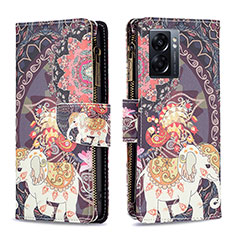 Coque Portefeuille Motif Fantaisie Livre Cuir Etui Clapet B04F pour Oppo A57 5G Marron